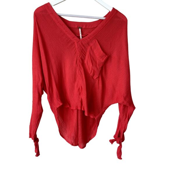 Free People Morning Crop Top Size XS Gauzy Oversized Relaxed Boxy Mermaid Hem - Picture 1 of 5